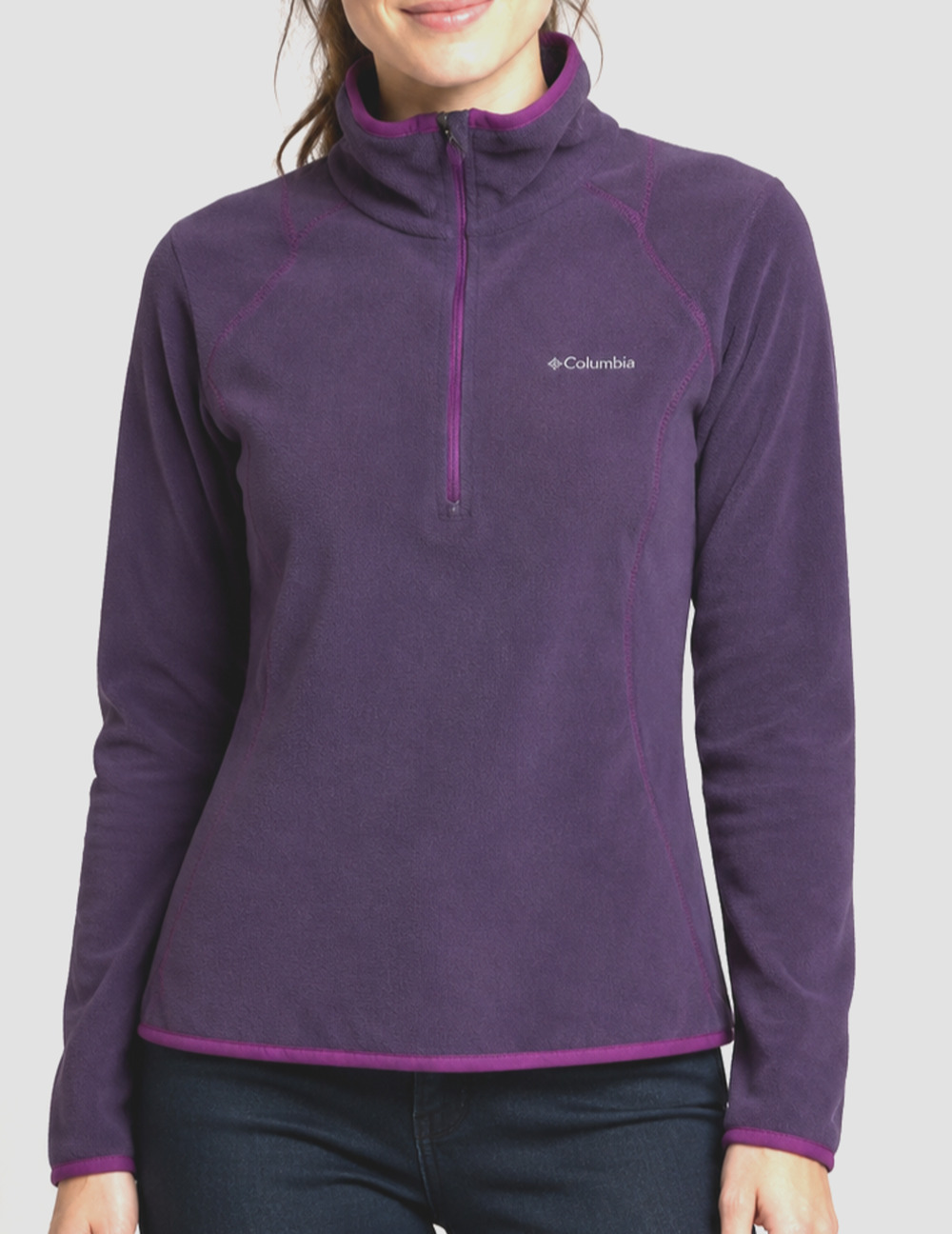 Columbia Womens Medium Purple Omni Wick Grid Fleece Half Zip Hiking Pullover